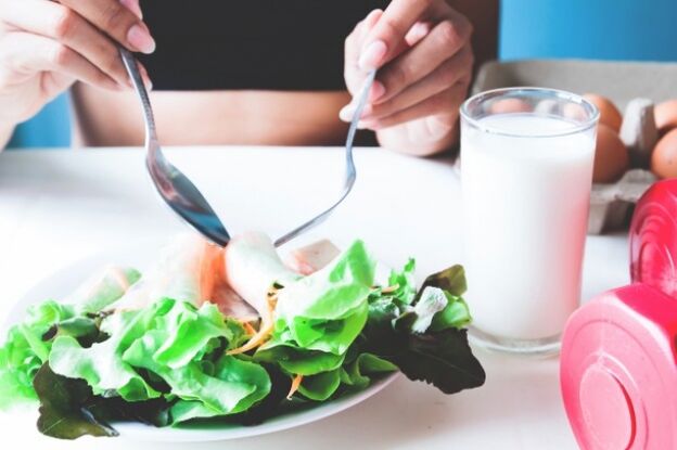Salad and yogurt glass